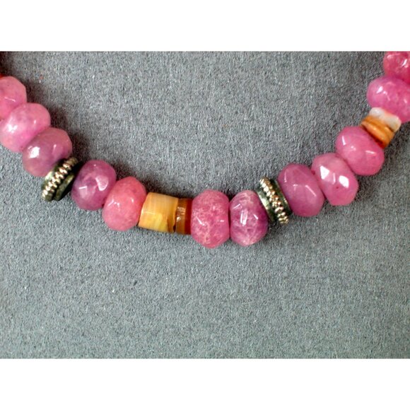 Faceted Pink Amethyst Beaded Necklace With Toggle Clasp & Accent Beads - Picture 2 of 3